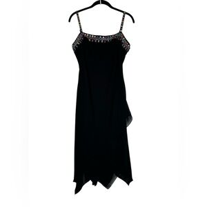 Vintage Y2K Eva Blue Slip Dress Asymmetric Hem Beaded WhimsiGoth Fairy